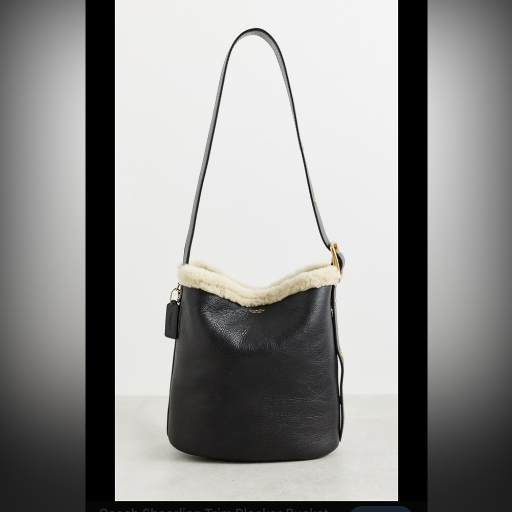Coach Bleecker Shearling Bucket Bag Black Leather NWT Shoulder Bag Winter Luxe